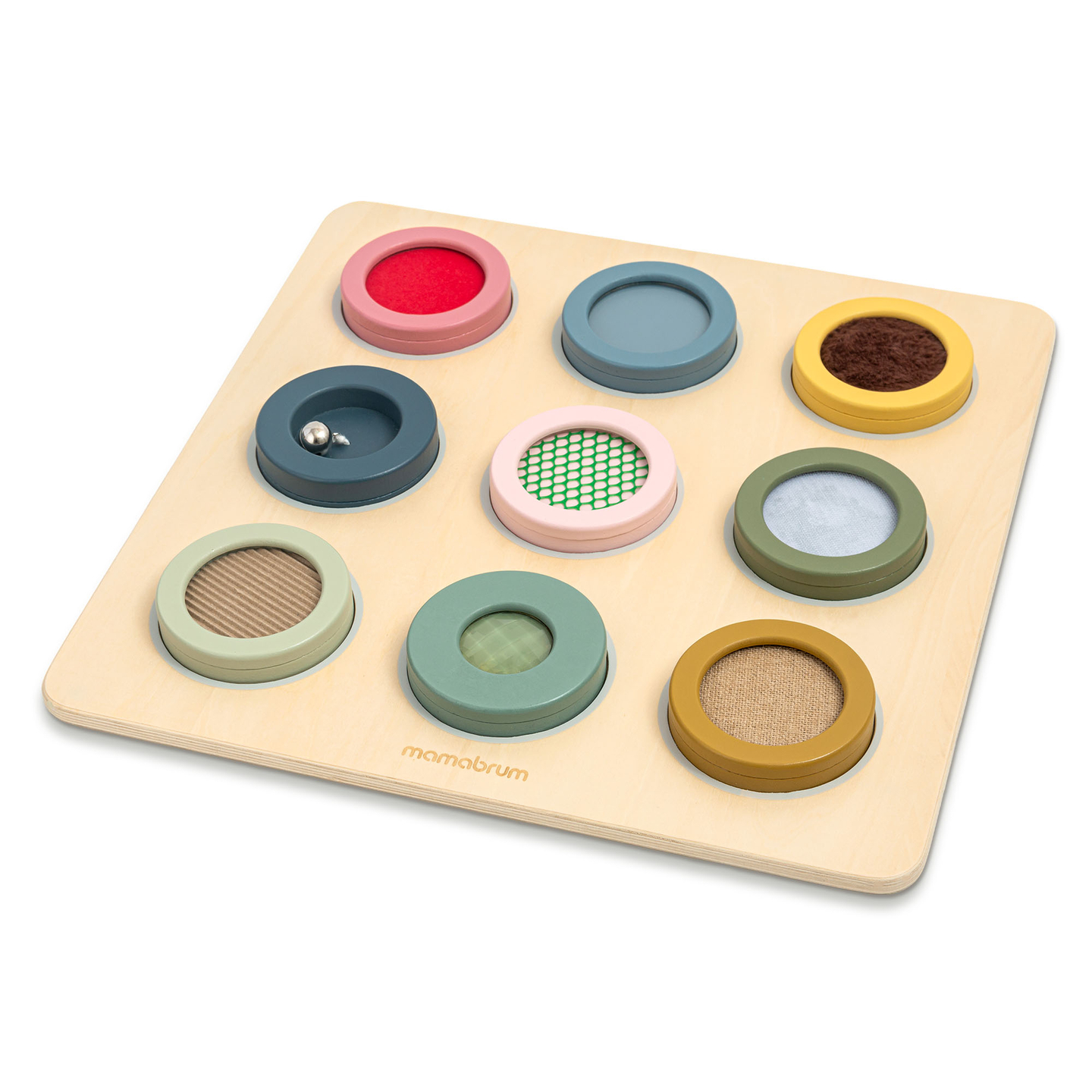 Lesena senzorična tabla Montessori – 9 tekstur za odkrivanje in razvoj dotika