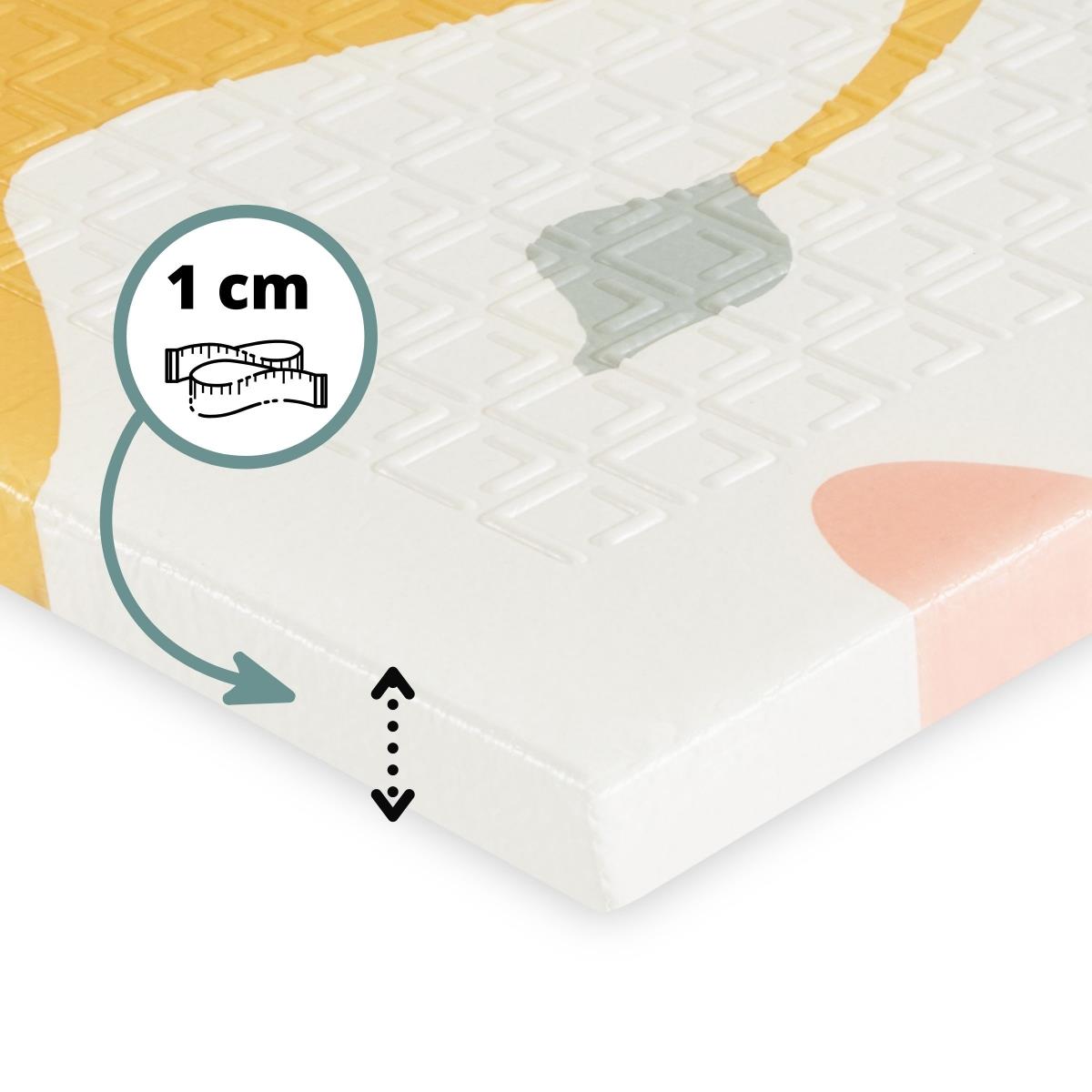 Dvostranska zložljiva podloga iz pene 180 x 120 x 1 cm - Eksotični sloni/nežno siva