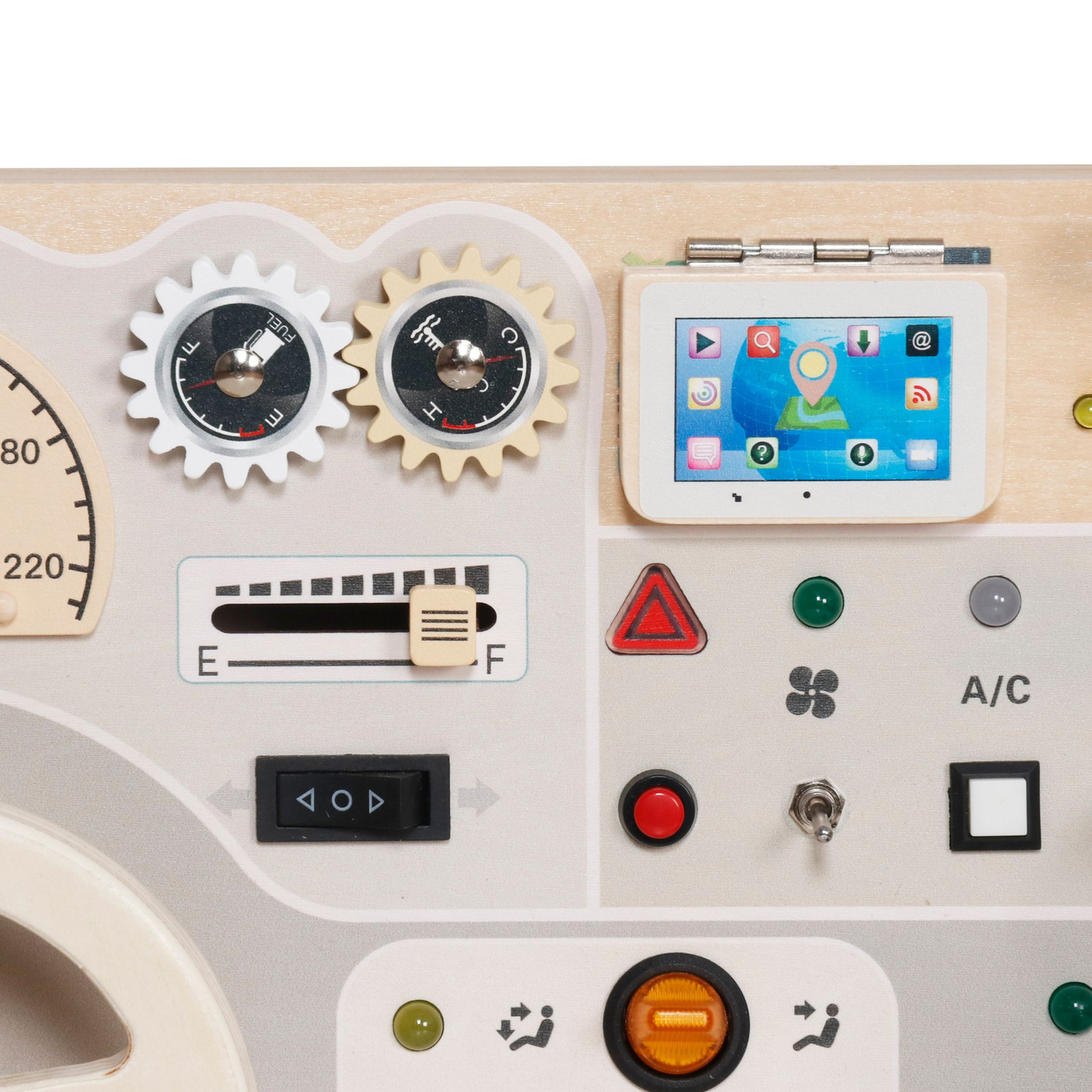 Montessori lesena igralna plošča za majhne otroke - armaturna plošča avtomobila