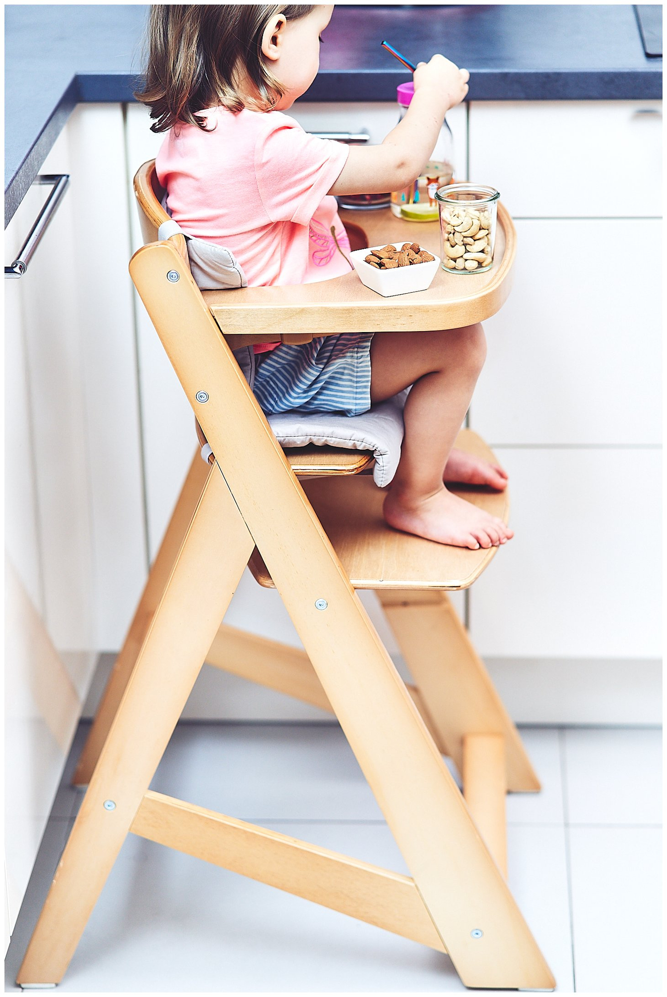 Lesen stol za hranjenje Moby-System WOODY - barva naravnega lesa