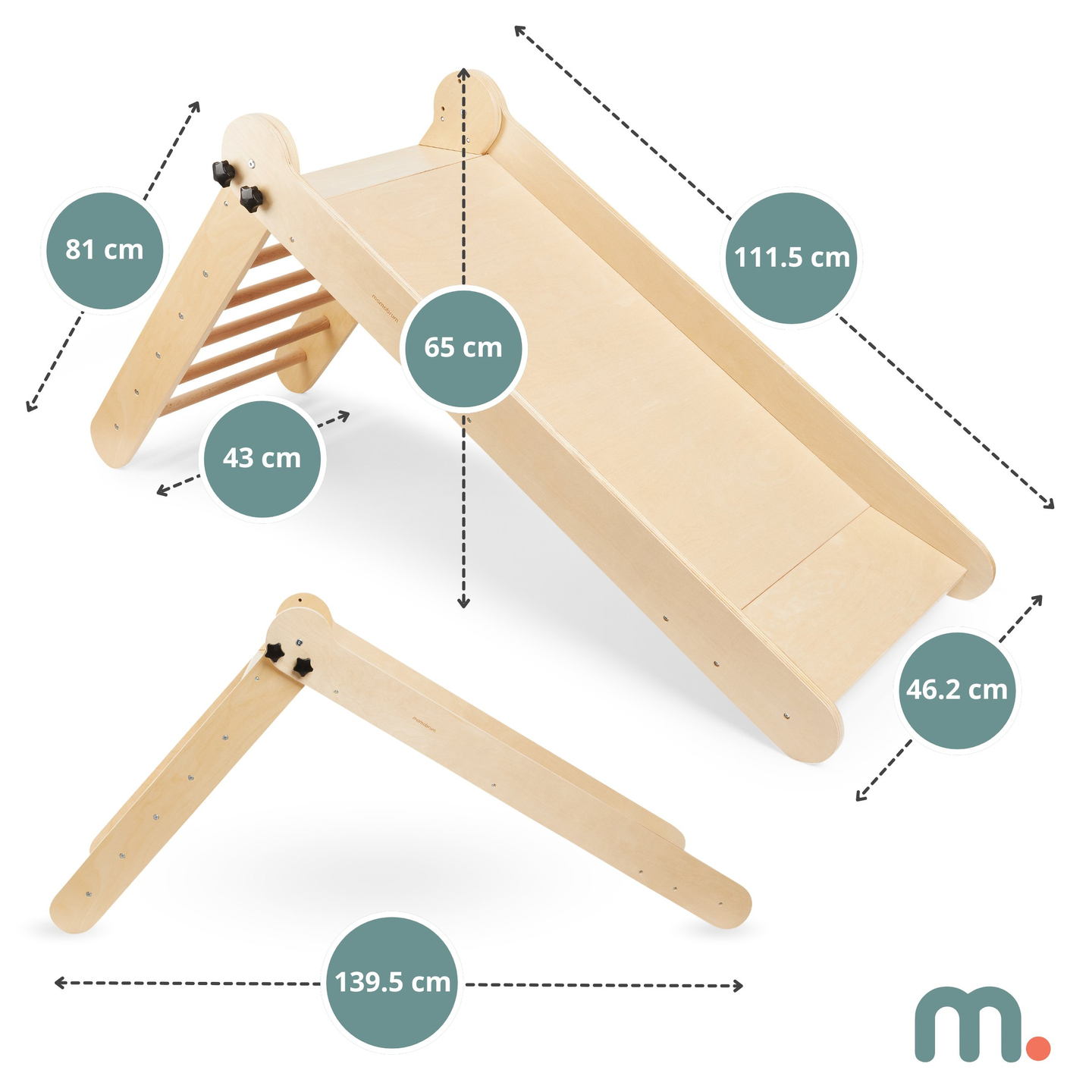 Leseni tobogan z lestvijo za otroke