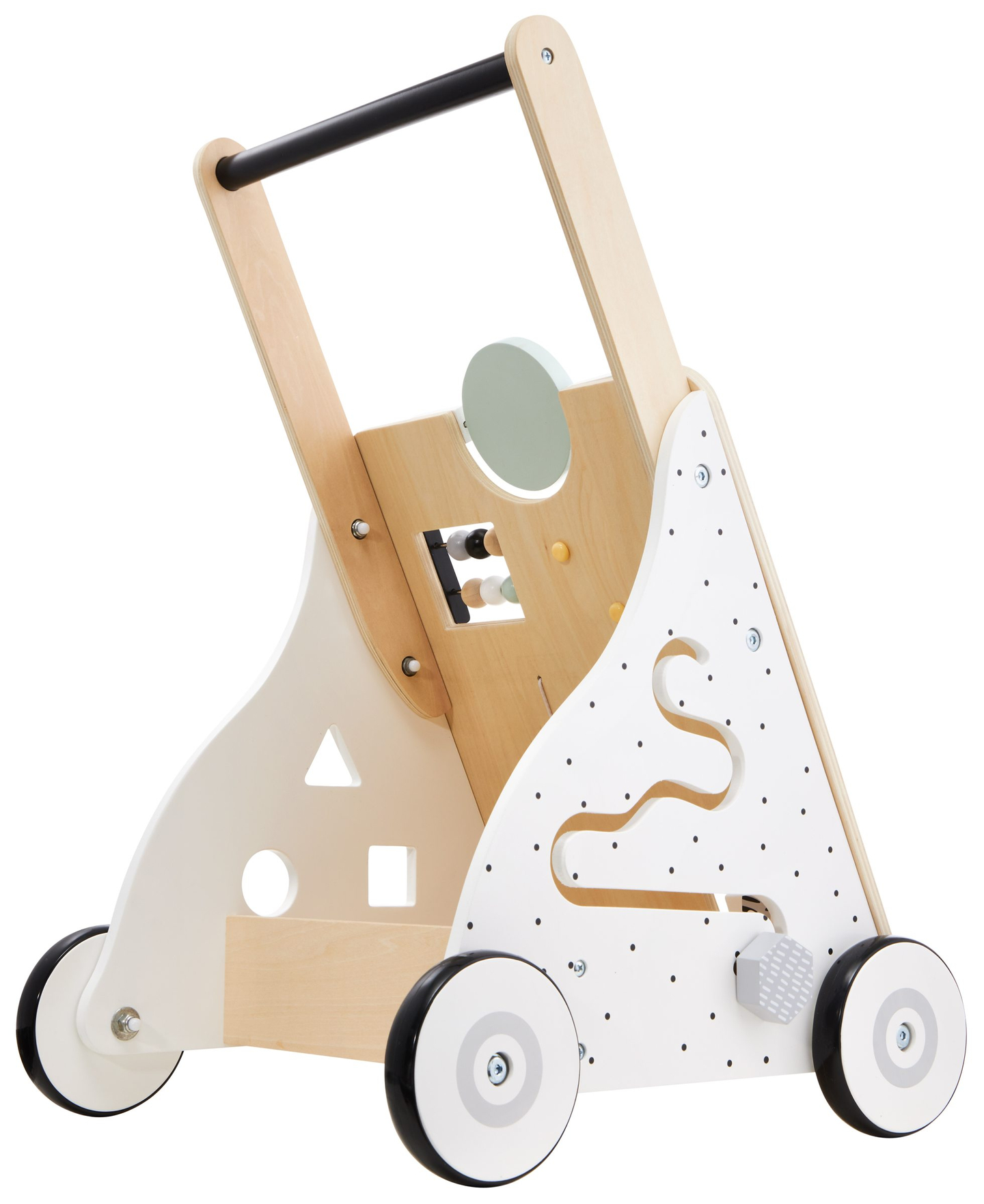Lesena, izobraževalna otroška hojica / voziček - manipulativna tabla