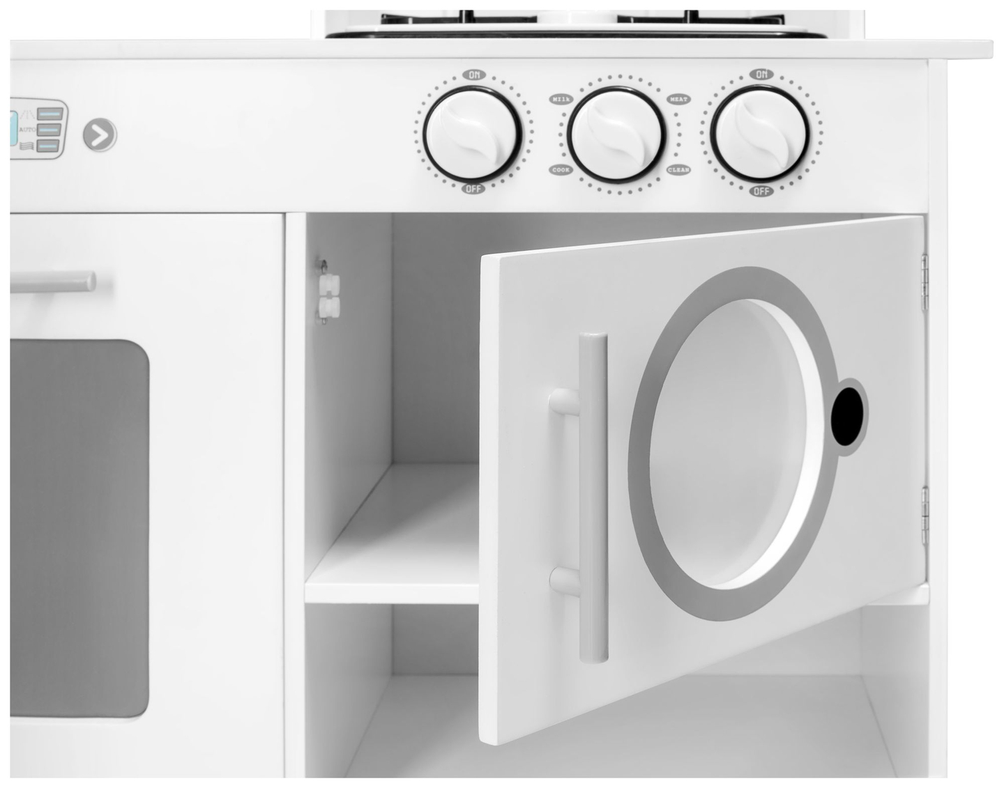 Kotna lesena kuhinja XXXL s hladilnikom, pečico, pralnim strojem, predpasnikom in dodatki