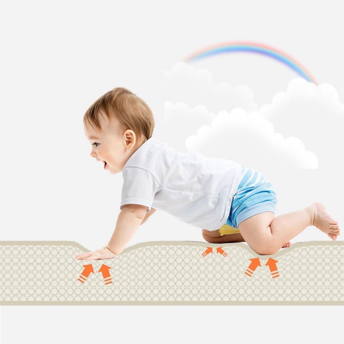 Dvostranska zložljiva podloga iz pene 180 x 120 x 1 cm - Eksotični sloni/nežno siva