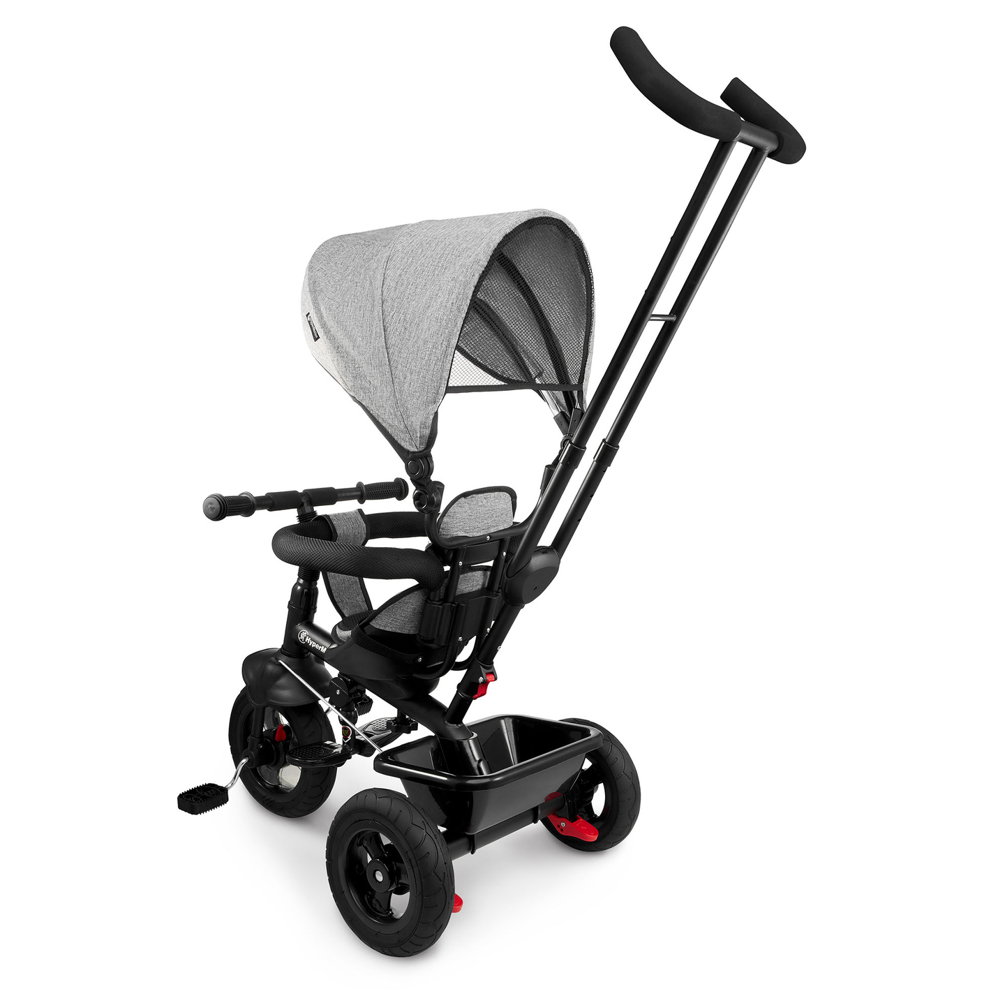 Tricikel za otroke od 1 do 4 let - TOBI FREY - siva barva - vrtljiv - kolesa s črpalko + tlačilka