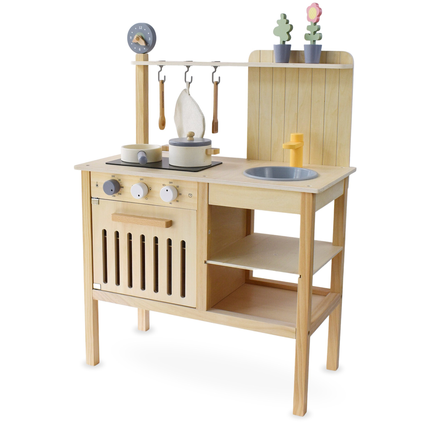 Lesena vrtna kuhinja z dodatki - naravni boho