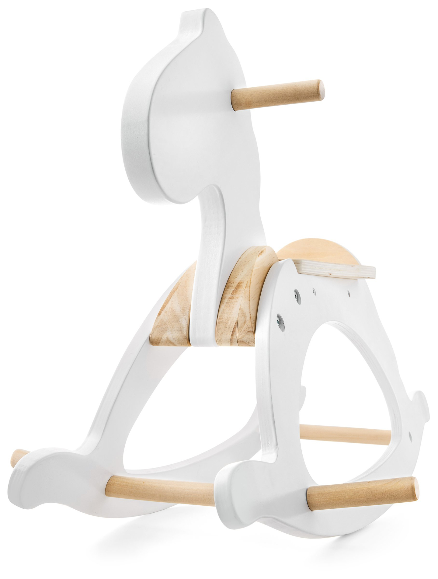 Leseni gugalni konjiček - bel - od 12 mesecev.