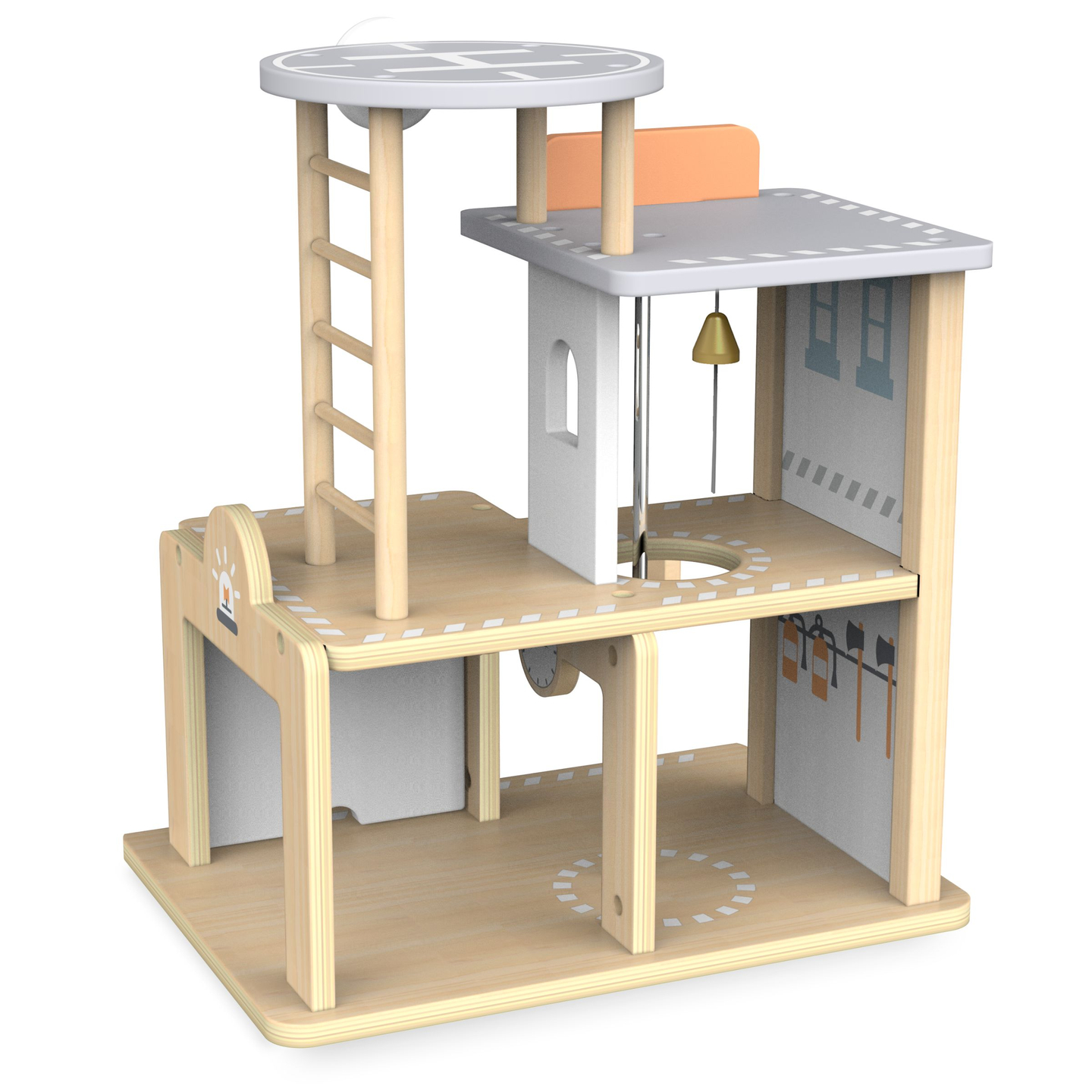 Lesena gasilska postaja z dodatki, gasilska brigada
