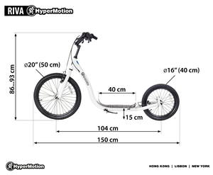 Mestni skuter HyperMotion RIVA z napihljivimi kolesi 50 cm in 40 cm