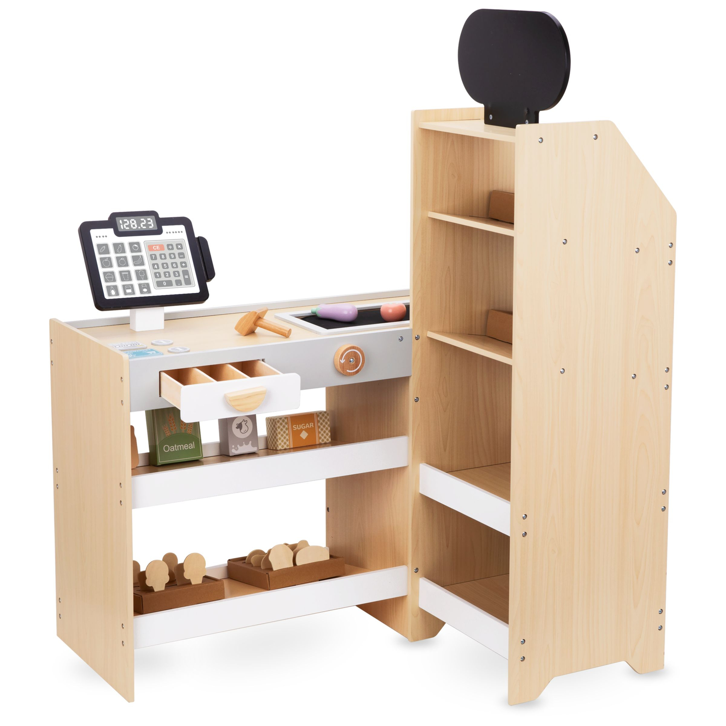 Lesena zelenjavna tržnica - velika XXL stojnica, trgovina z igralno blagajno