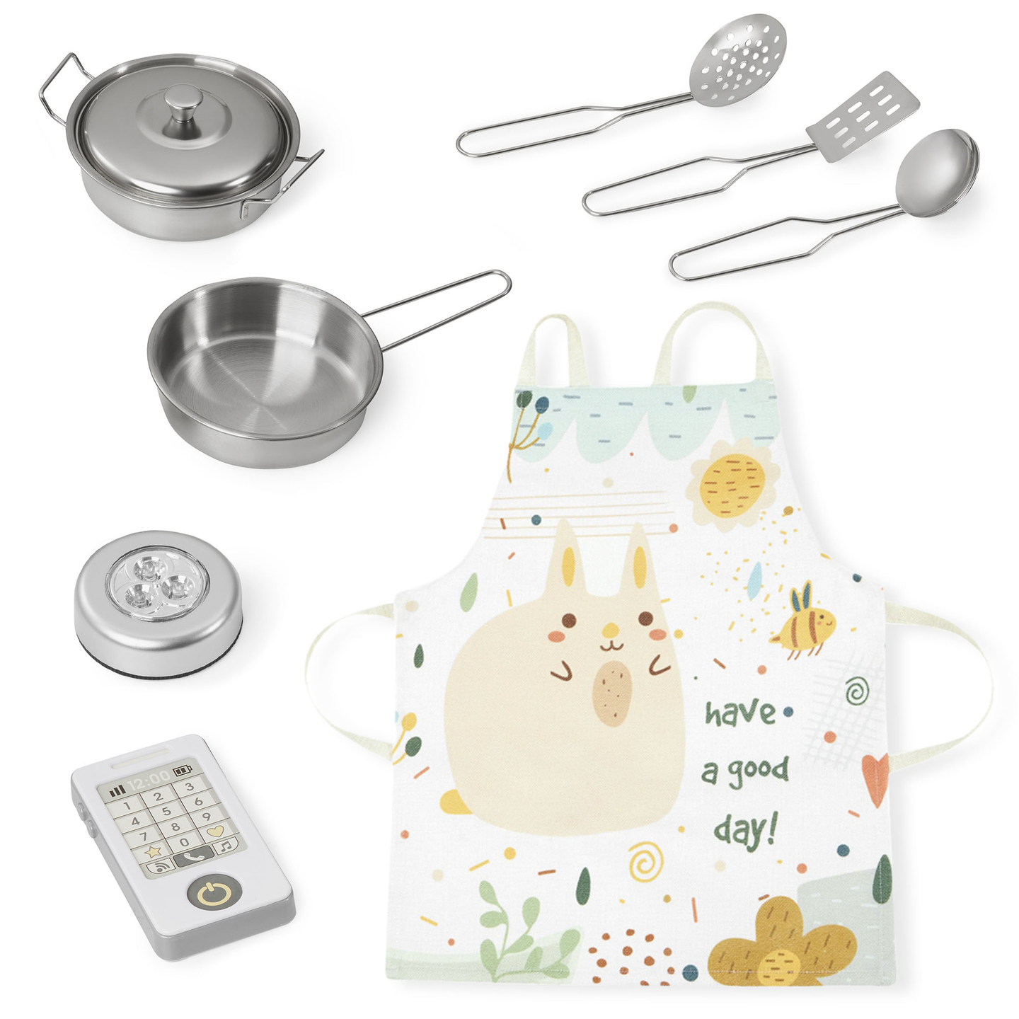 XXL lesena kuhinja z LED osvetlitvijo, predpasnikom in dodatki