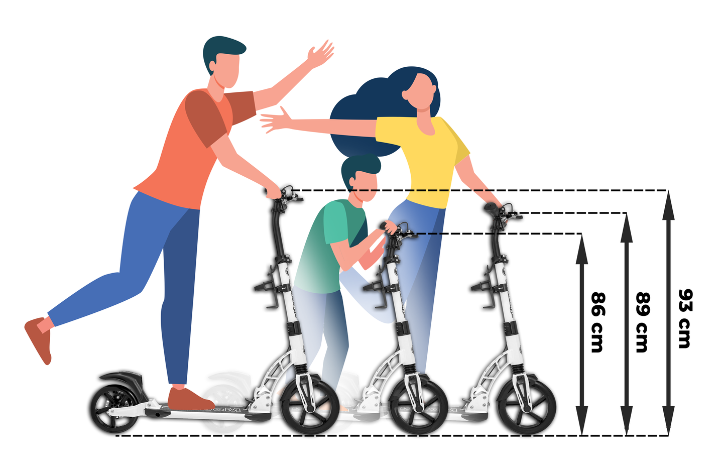Mestni skuter HyperMotion RIVA z napihljivimi kolesi 50 cm in 40 cm