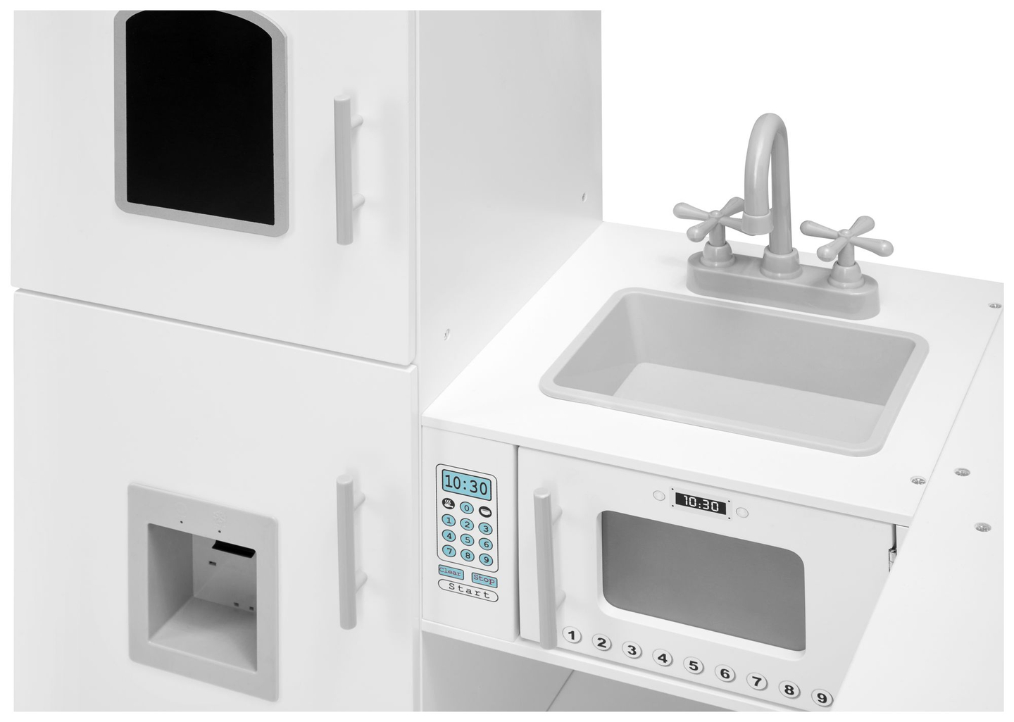 Kotna lesena kuhinja XXXL s hladilnikom, pečico, pralnim strojem, predpasnikom in dodatki