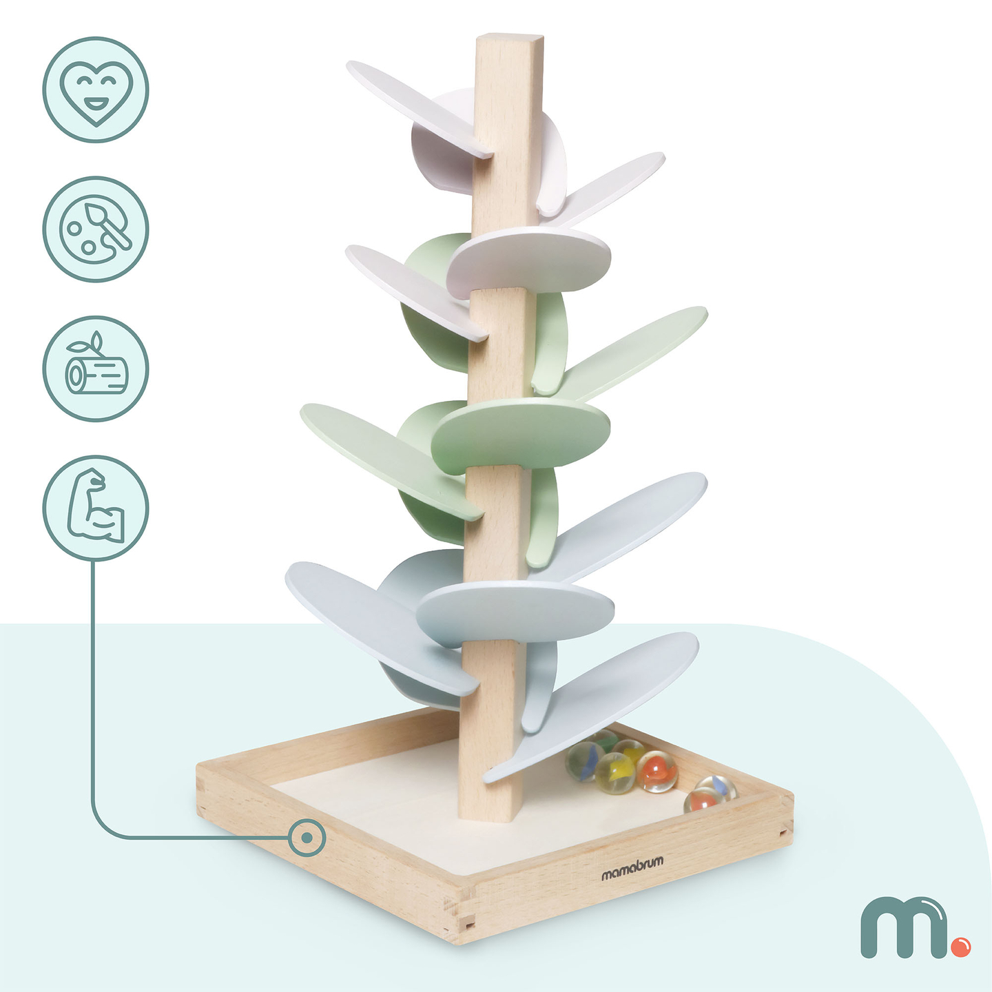 Leseni kulodrom - zvočno drevo s kroglicami