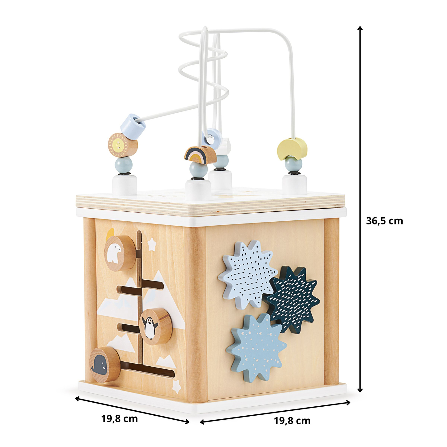 Lesena izobraževalna kocka s prepletanjem - sortirnik oblik