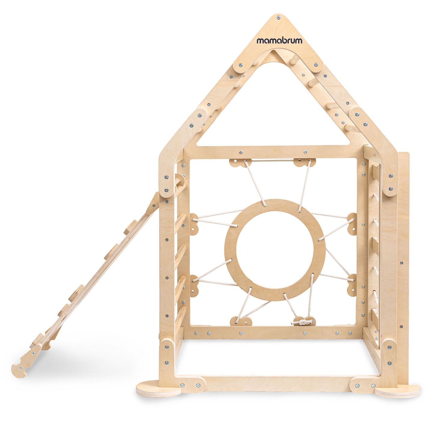 Leseno notranje igrišče za otroke - hišica z lestvami in toboganom