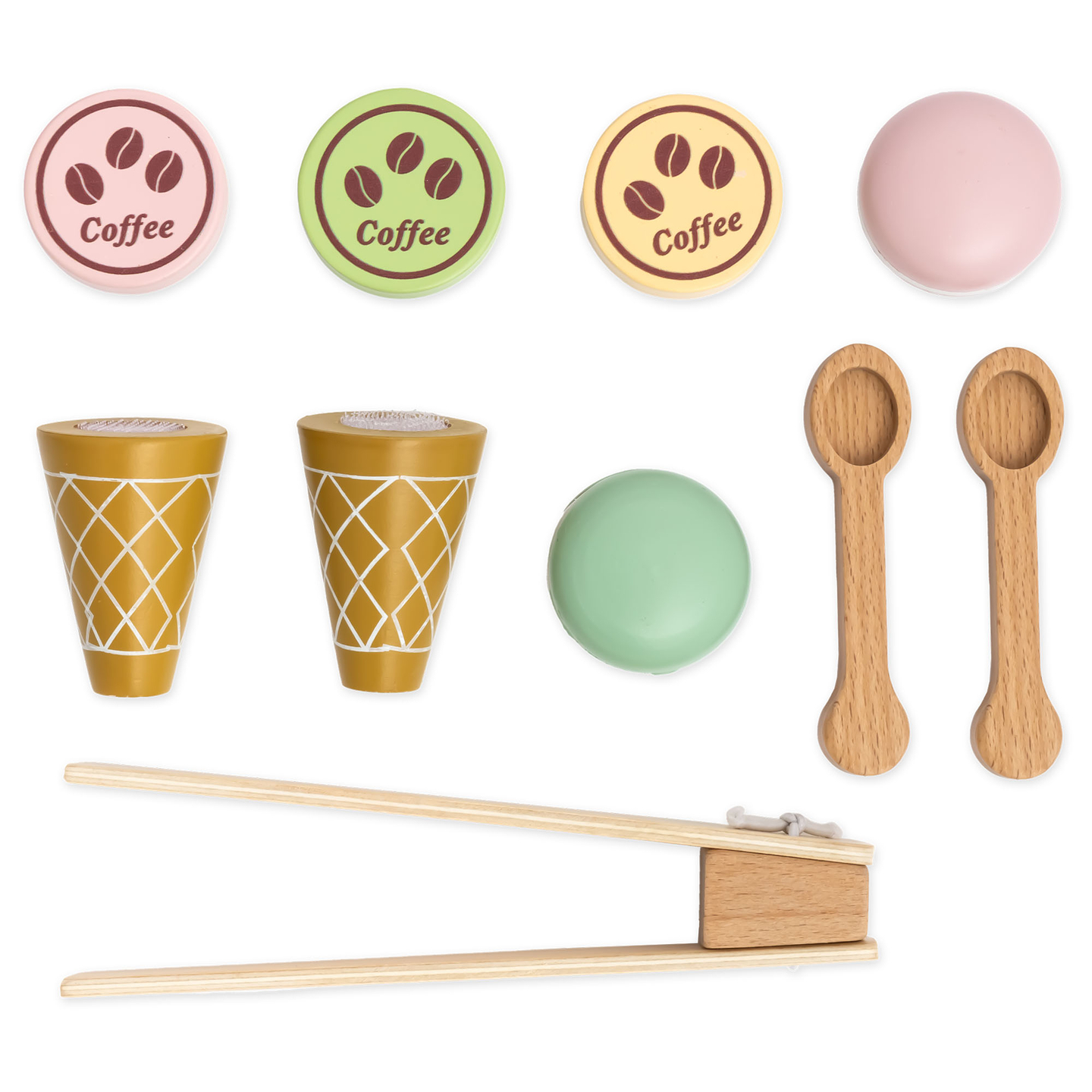 Velika lesena sladoledarna z magnetno tablo, aparatom za kavo ter setom za sladoled in sladice - več kot 70 kosov!