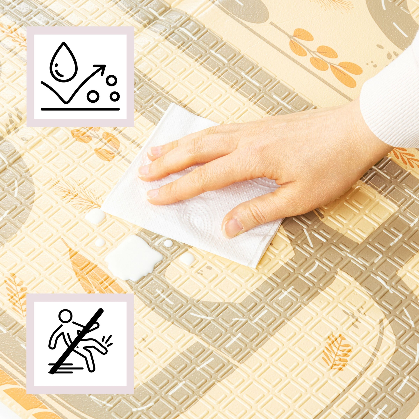 Dvostransko zložljiva penasta podloga 180 x 120 x 1 cm - Magic Forest/Autumn Streets - boho