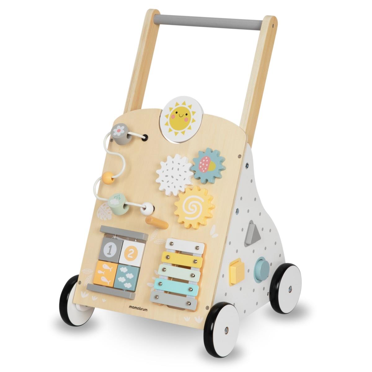 Izobraževalna lesena hodulja 8v1 / potiskalnik za dojenčke - manipulativna tabla