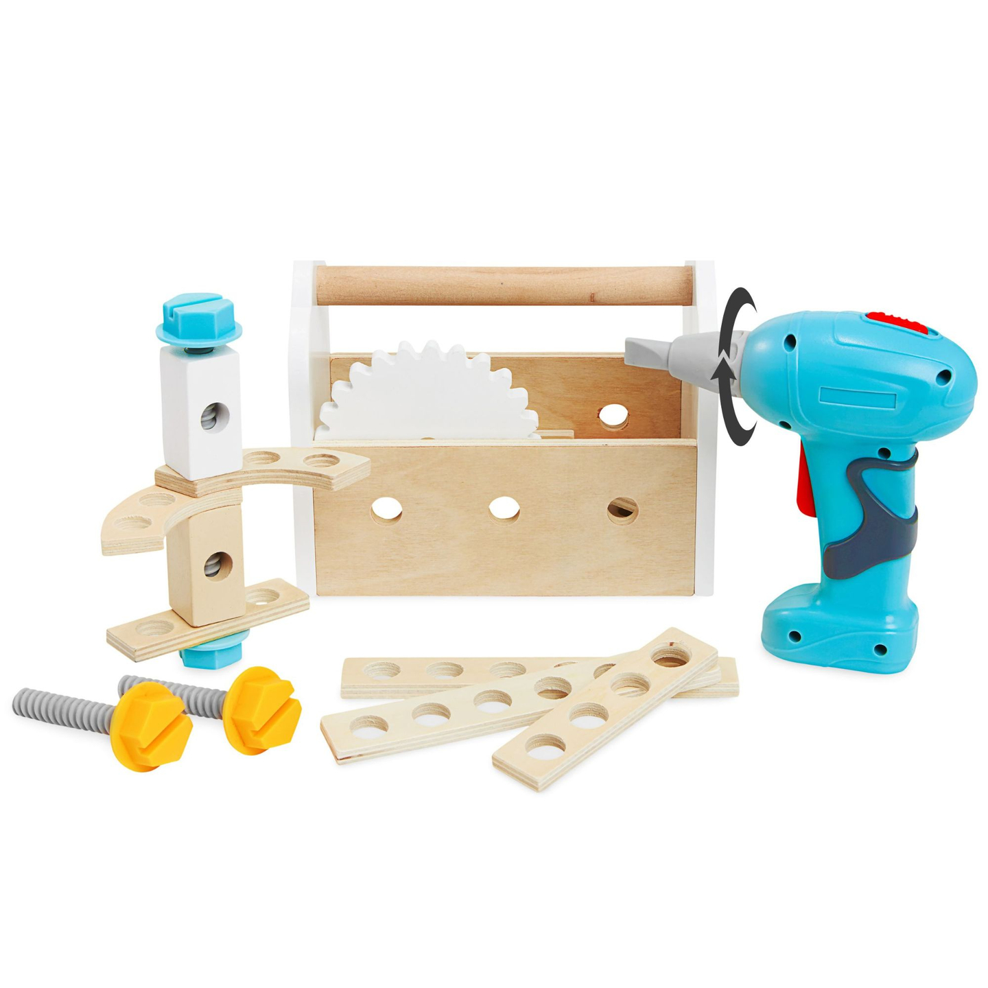 XXL Velika lesena delavnica z orodjem - set za domače mojstre, 74 elementov