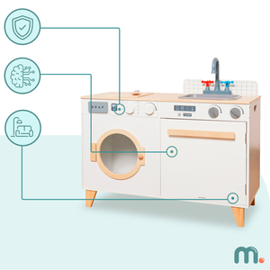 Lesena pralnica in kuhinja - domači set 2 v 1 za otroke