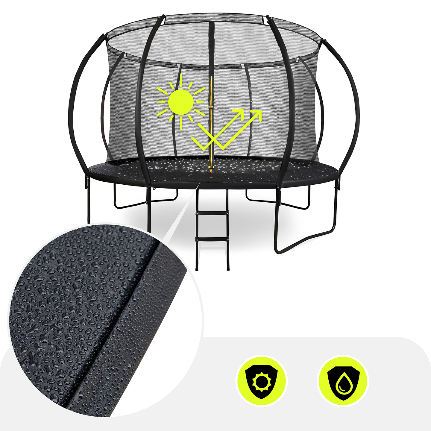 XXL vrtni trampolin za otroke HyperMotion - 366 cm 12FT - z lestvijo in notranjo mrežo - za dom in vrt - 150 kg max