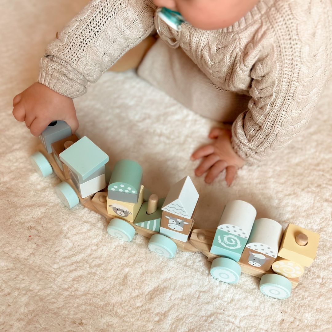 Leseni vlak z bloki za dečka - Kmetija