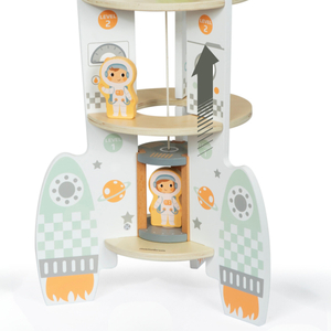 Velika lesena vesoljska raketa z dvigalom in dodatki - XXL