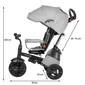 Tobi Velar tricikel + dežna folija - siva
