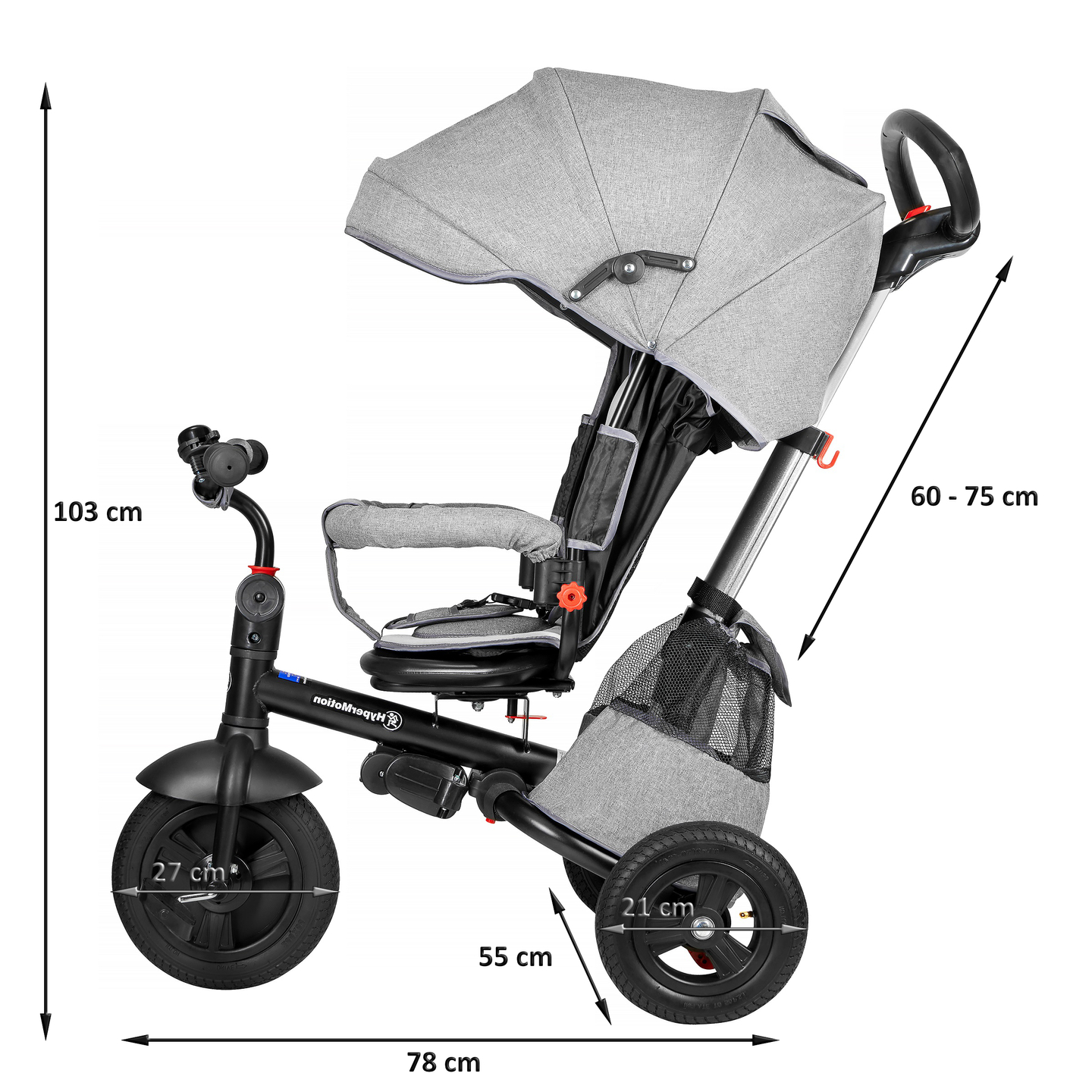 Tobi Velar tricikel + dežna folija - siva