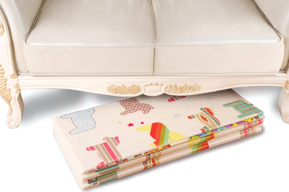 Dvostranska podloga iz pene XXL - zložljiva 1 CM (gozd z medvedkom in konji)