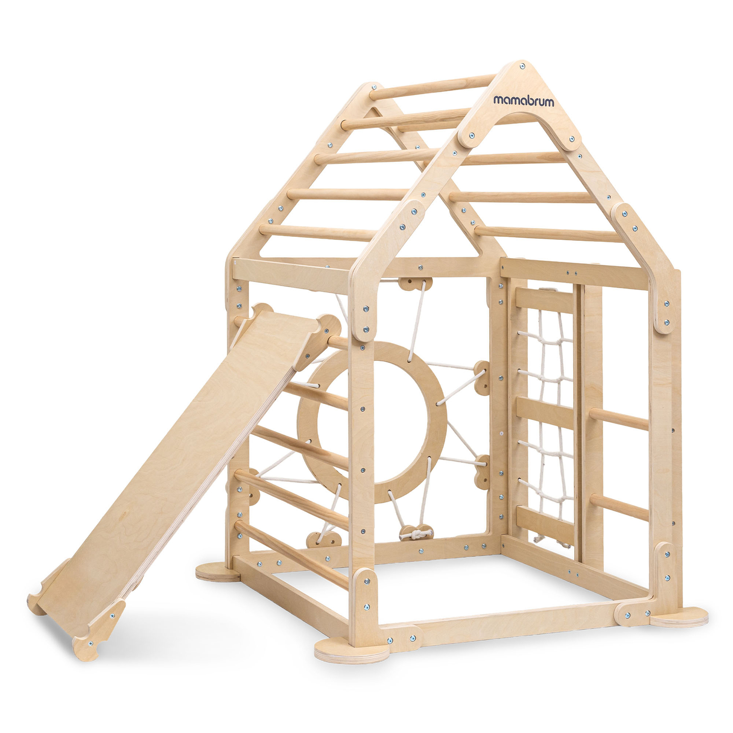 Leseno notranje igrišče za otroke - hišica z lestvami in toboganom
