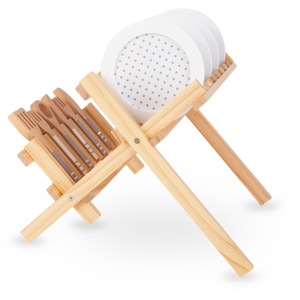 Leseni kuhinjski pripomočki s sušilnikom za lonce - komplet za otroke