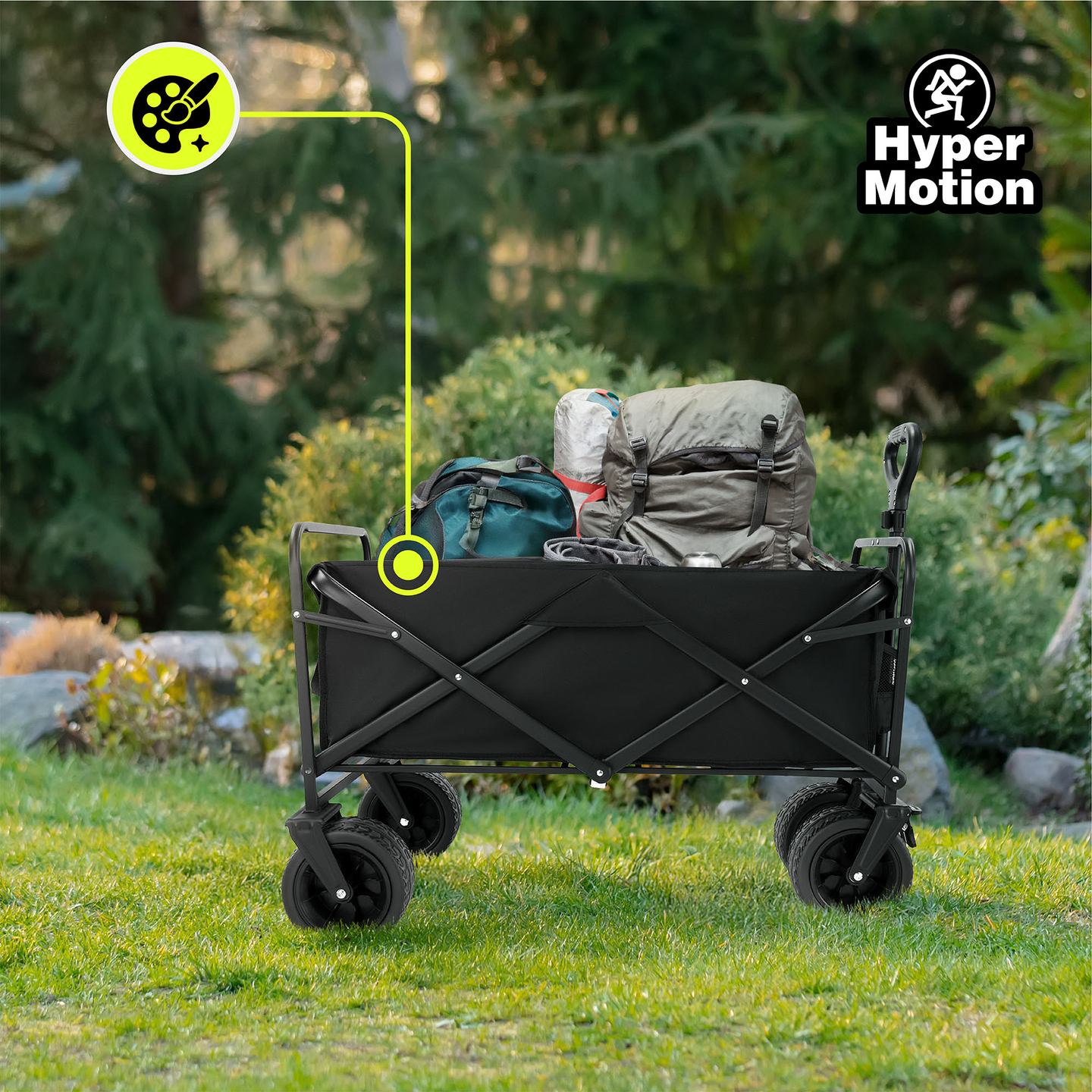 HyperMotion zložljiv invalidski voziček za plažo - črn, 120 kg