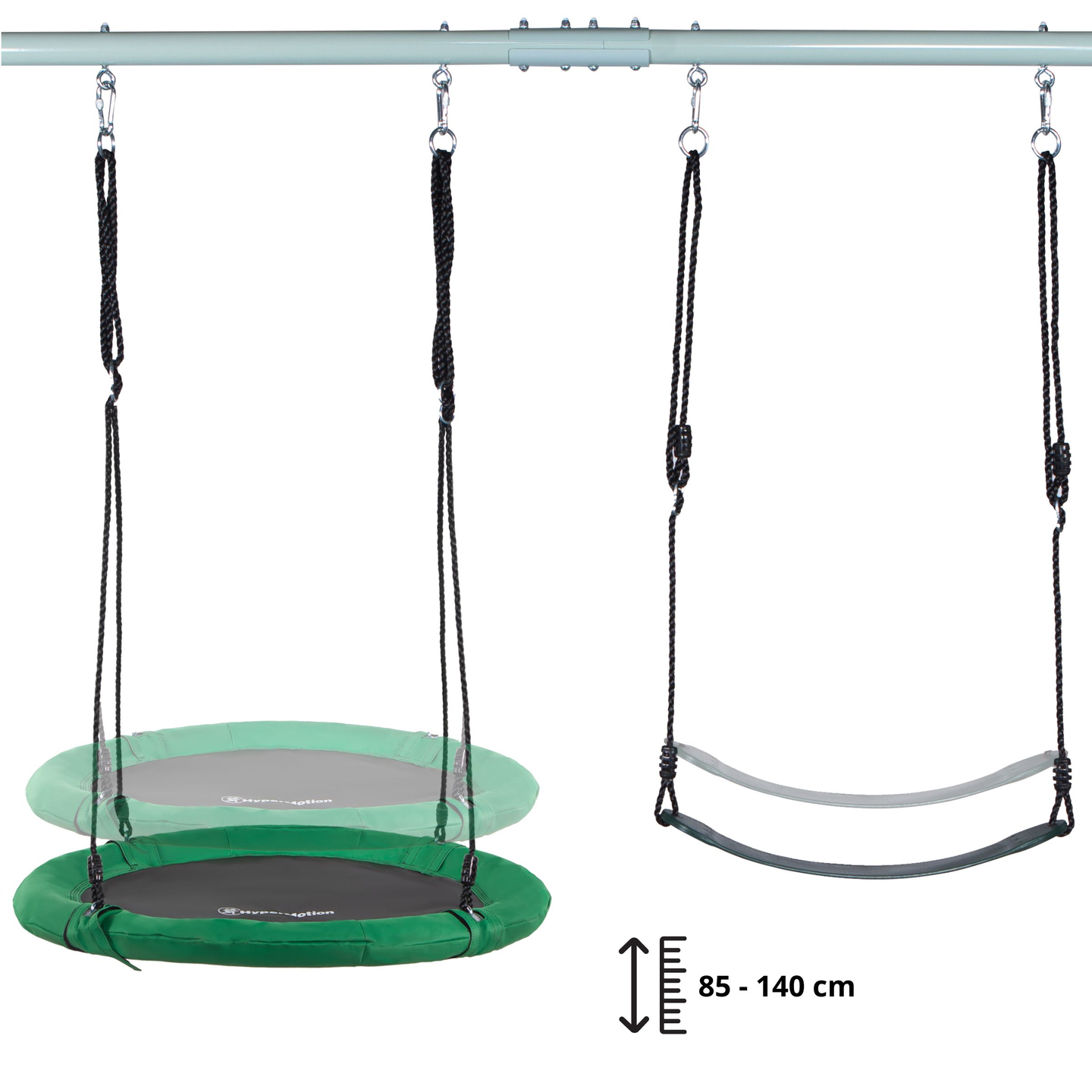 Dvojna vrtna gugalnica z okvirjem in vrvmi - sedež in gnezdo štorklje