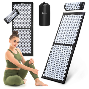 Velika akupresurna podloga z blazino in prevleko - 130 cm HyperMotion črno-bela