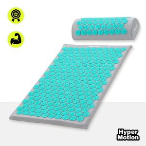 Akupresurna podloga z blazino in prevleko - 72 cm HyperMotion sivo-mint