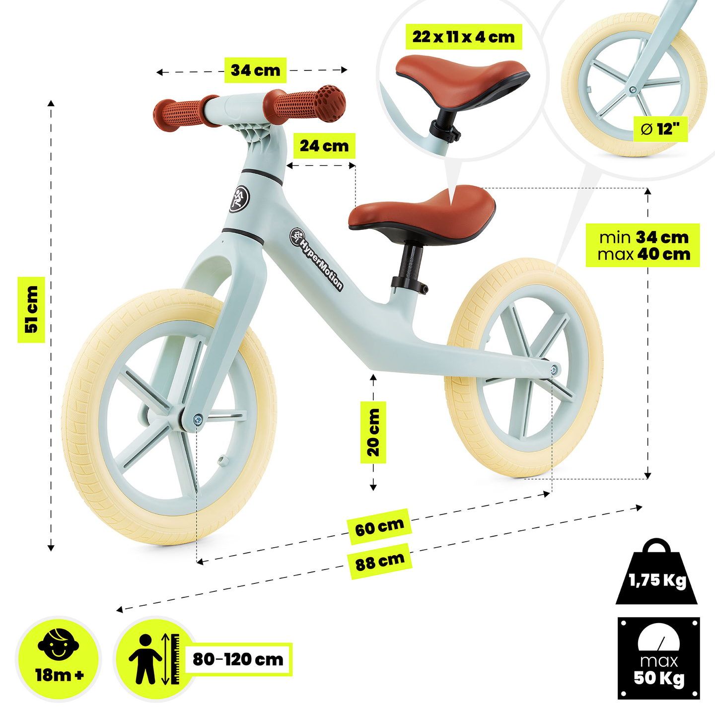 Otroško kolo HyperMotion Marcelo za tek na smučeh - metina