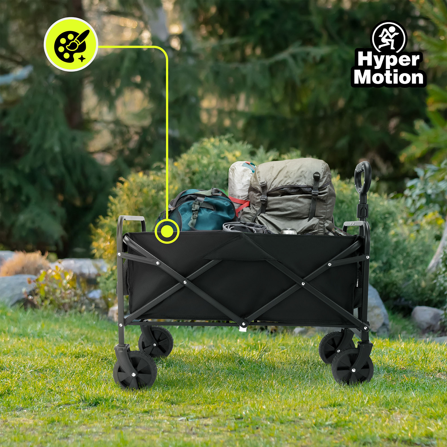HyperMotion zložljiv invalidski voziček za plažo - črn, 80 kg