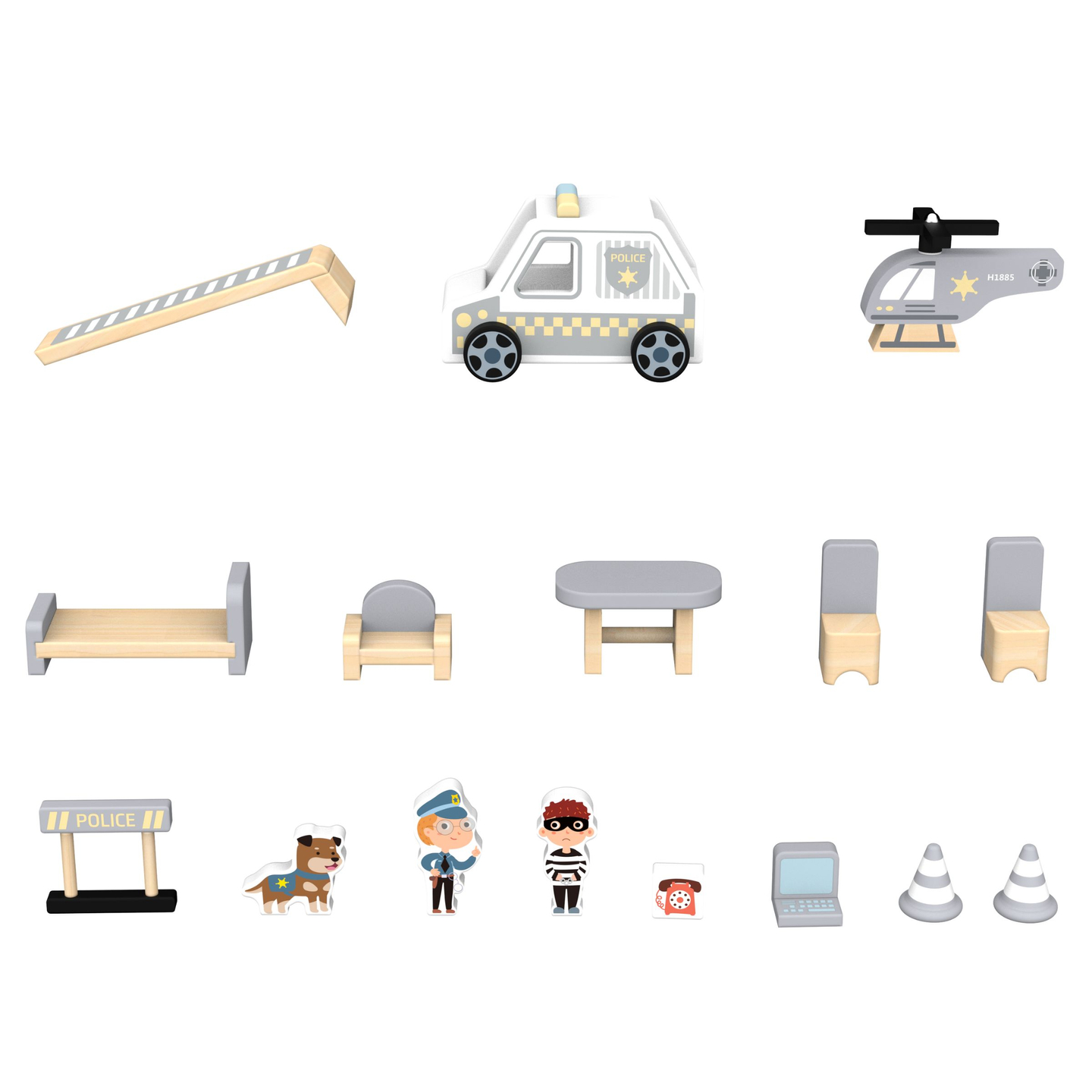 Lesena policijska postaja z dodatki