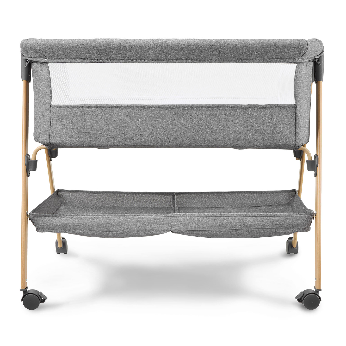 Otroška posteljica, samostoječa, potovalna posteljica, zibelka z vzmetnico - siva
