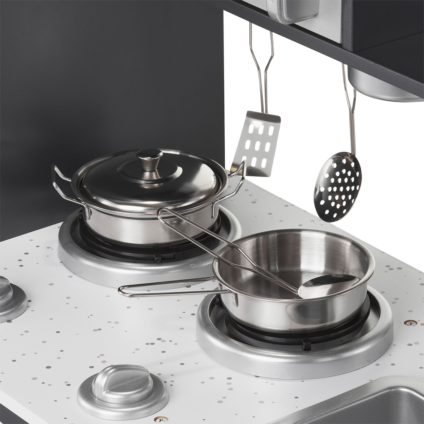 XXL lesena kuhinja z LED osvetlitvijo, predpasnikom in dodatki