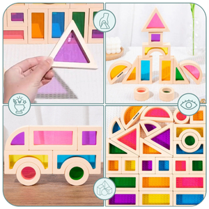 Mavrični leseni bloki - 25 elementov