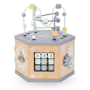 Interaktivna lesena izobraževalna kocka 7 v 1 - motorična zanka