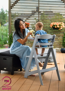 Lesen stol za hranjenje Moby-System WOODY - siva barva