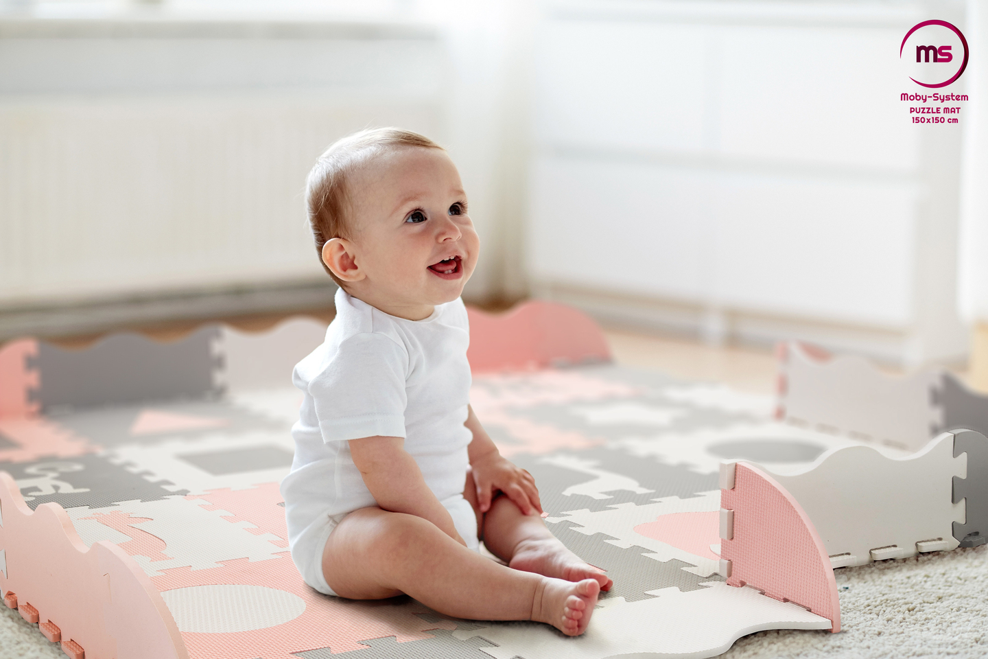 Podloga iz pene XL 150 x 150 x 1 cm z robovi - EVA pena - roza