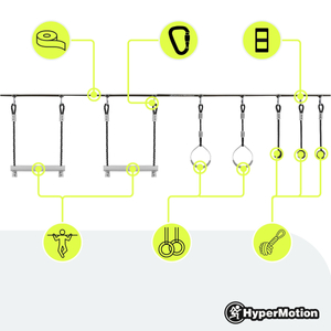 Nindža proga z ovirami za otroke - HyperMotion slackline set - 7 ovir