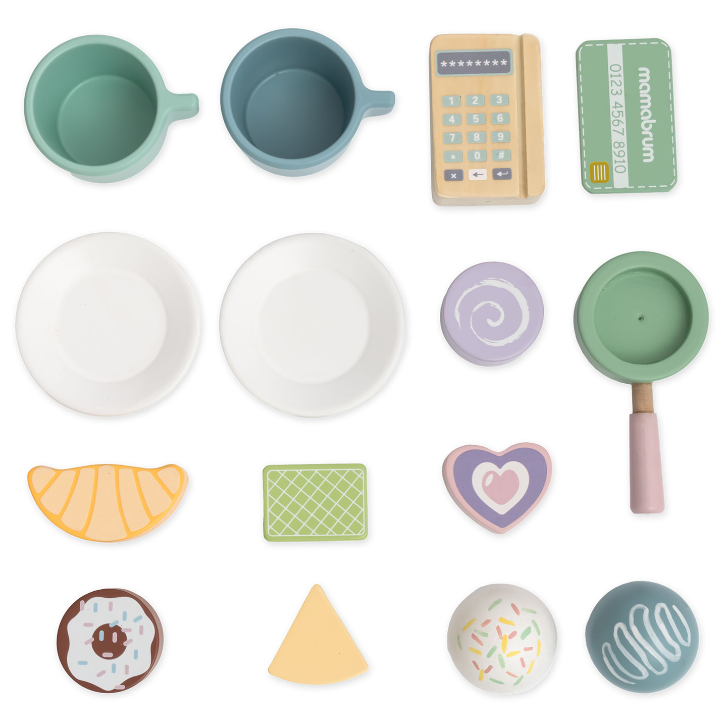 Velika lesena sladoledarna z magnetno tablo, aparatom za kavo ter setom za sladoled in sladice - več kot 70 kosov!