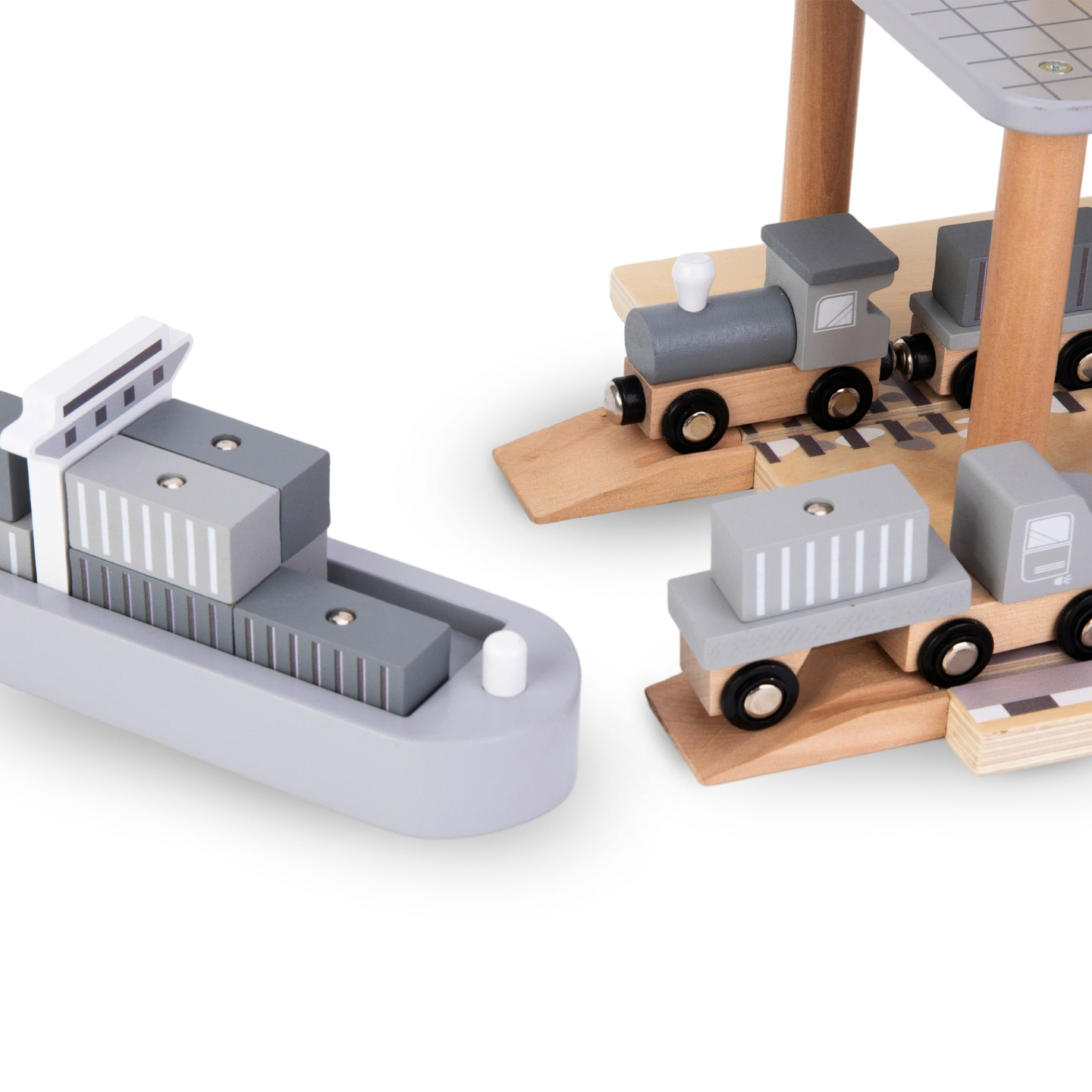 Mobilni pristaniški žerjav z magnetnim vitlom in dodatki - lesen komplet