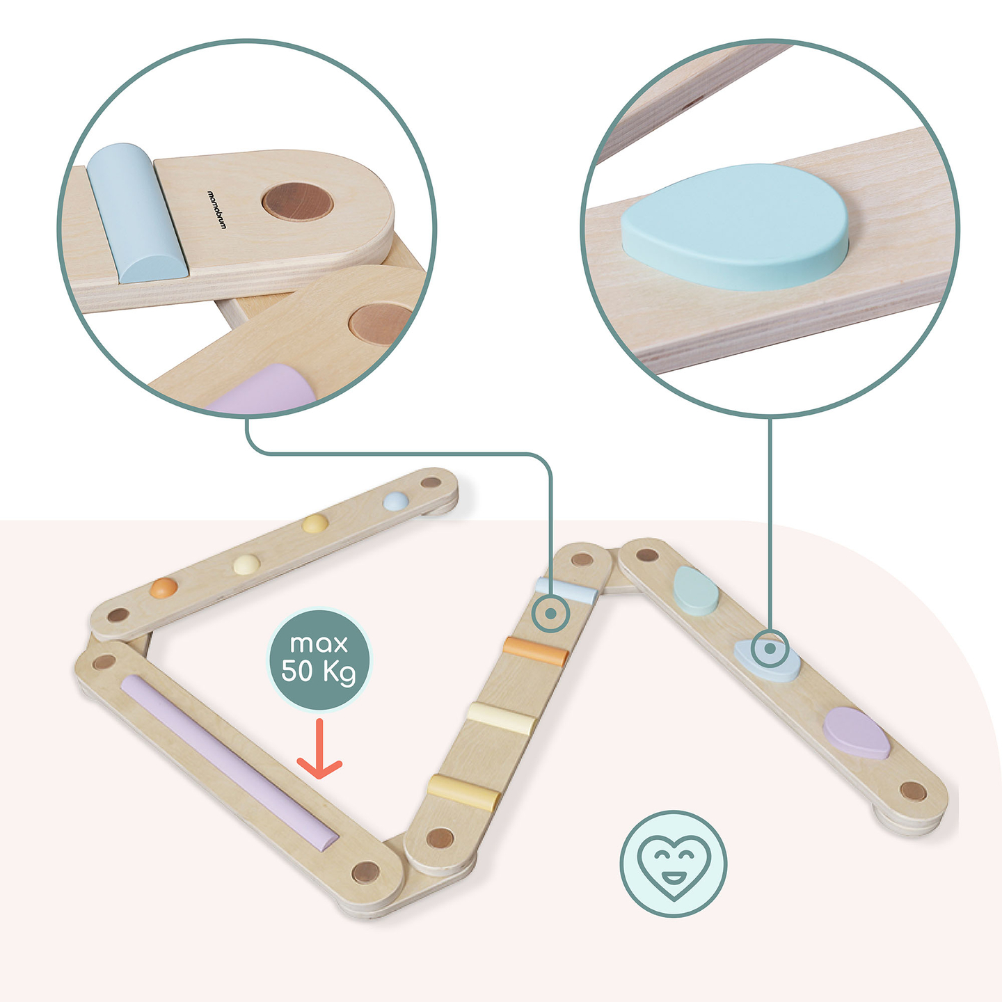 Velika lesena senzorična pot - steza za ravnotežje - 9 elementov